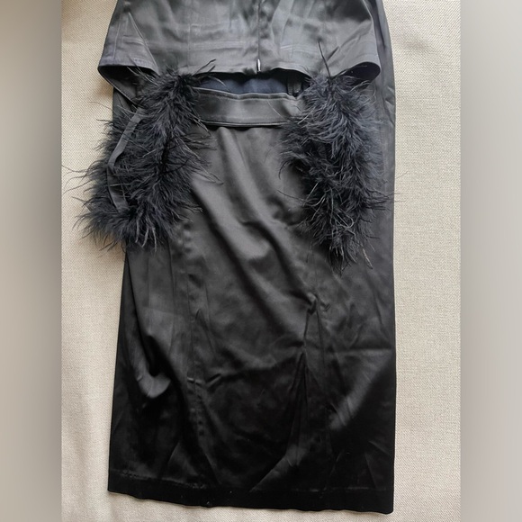 STAUD Romy Feather Strap PencilSlim Midi Dress In Black Size 2 - Picture 13 of 16